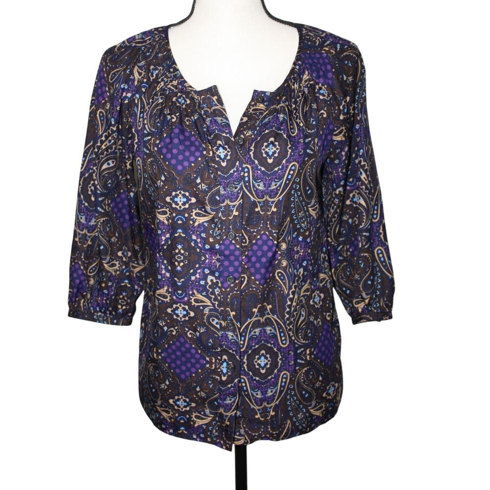 Banana Republic Small Women's Tops Button Up Half Sleeve Blouse V-Neck